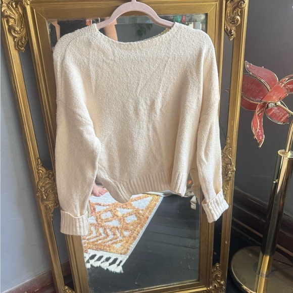Express Sweaters - Express Ivory Textured Crew Neck Sweater
